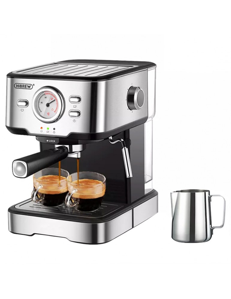 HiBREW H5 1050W Macchina da caffè, 20 Bar Semi-Auto Cappuccino Espresso,  Capacità 1,5L, Display temperatura