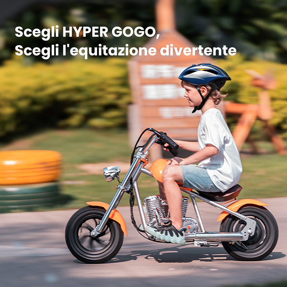 Hyper GOGO Cruiser 12 Moto elettrica per bambini, pneumatici da 12 pollici,  motore da 160W, batteria da 21,9V 5,2Ah - Blu