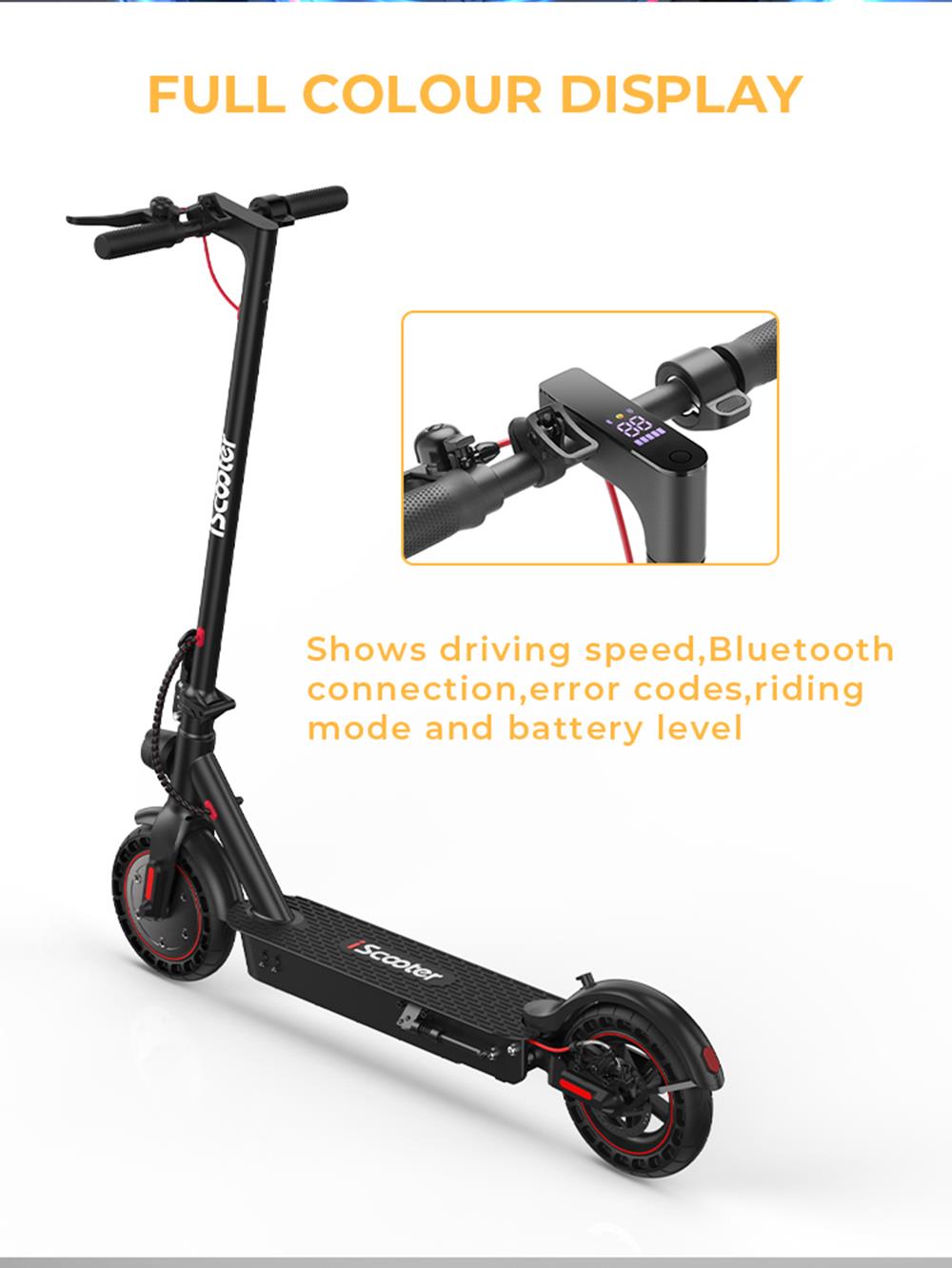 iScooter i9 Max Scooter elettrico 500W Motore 10Ah Batteria 35km/h Velocità  massima 35-40km Intervallo Supporto APP Nero