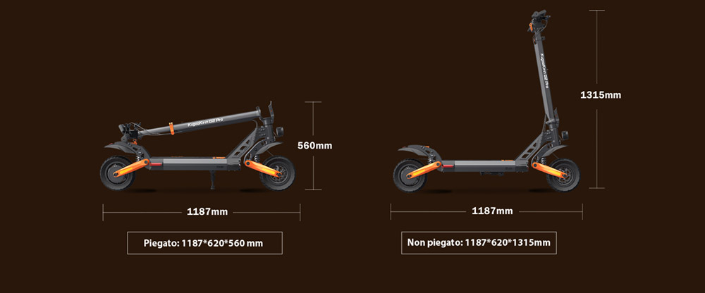 KuKirin G2 Pro Scooter elettrico pieghevole 600W Motore 15Ah 48V Batteria 9  pollici Pneumatici - Nero Arancione