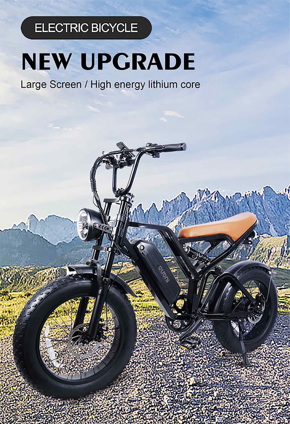 EUENI FXH009 Pro Electric Bike, 20-inch Tire, 750W Motor, 48V 15Ah Battery, 45km/h Max Speed, 96km Range, Shimano 7-speed Gear 