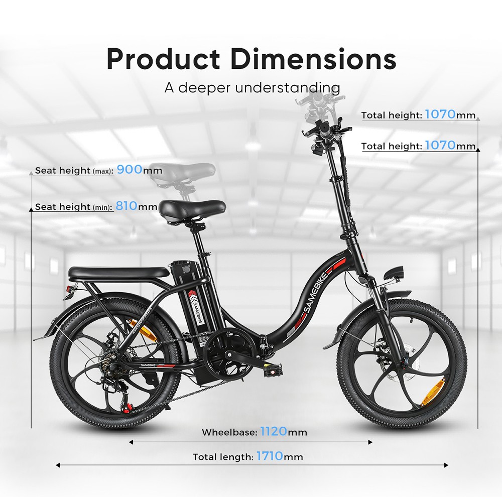 SAMEBIKE CY20 Electric Bike, 350W Motor, 36V 12Ah Battery, 20*2.35-inch Tire, 32km/h Max Speed, 40km Range, Dual Suspension, Me