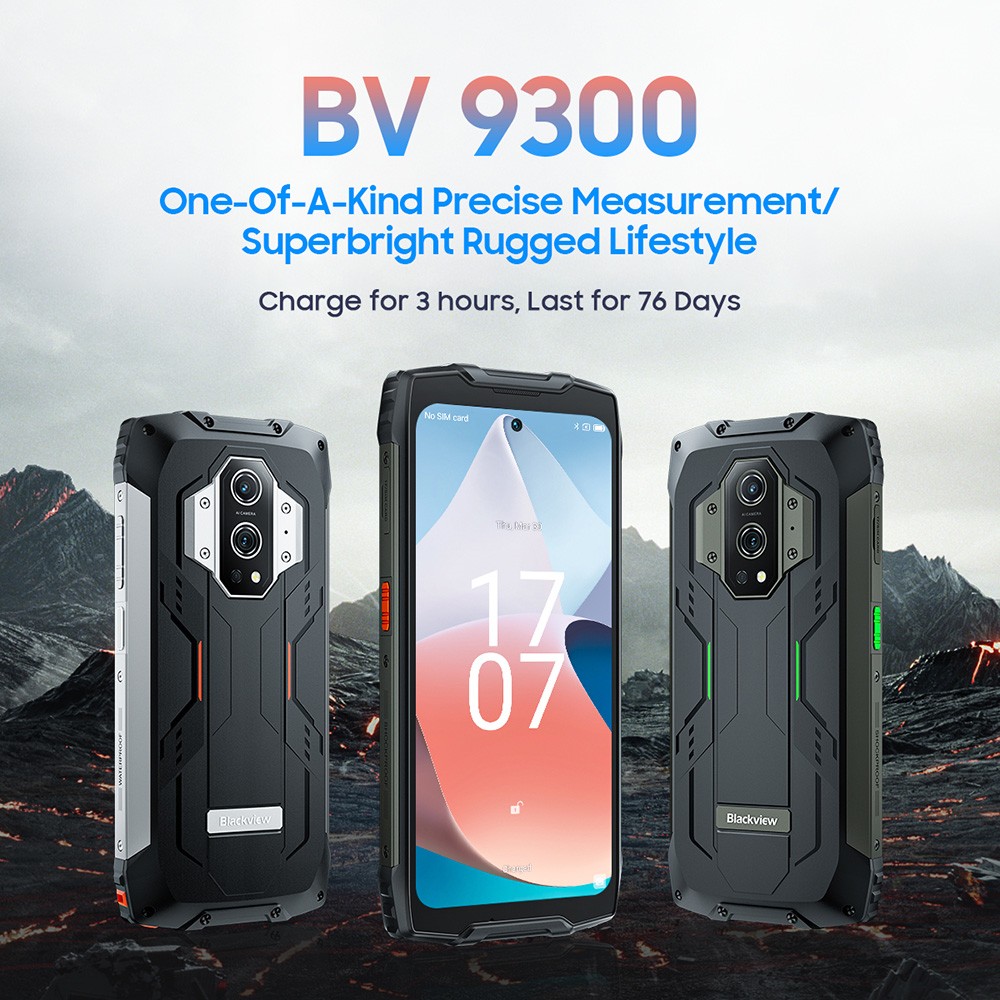 Blackview BV9300 Rugged Smartphone, 12GB RAM 256GB ROM, 6.7'' FHD  120Hz Display, 15080mAh Battery, 33W, 100 Lumen Flashlight, 