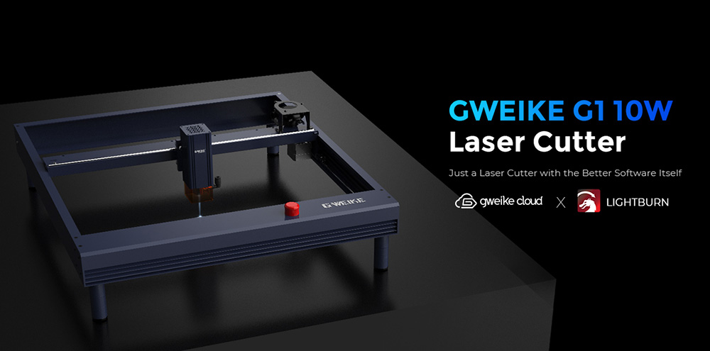 Gweike Cloud G1 10W Laser Engraver Cutter, Air Assist, 0.08x0.06mm Laser Spot, 400mm/s Speed, 0.01mm Engraving Accuracy, Suppor