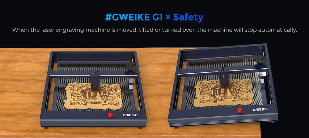 Gweike Cloud G1 10W Laser Engraver Cutter, Air Assist, 0.08x0.06mm Laser Spot, 400mm/s Speed, 0.01mm Engraving Accuracy, Suppor