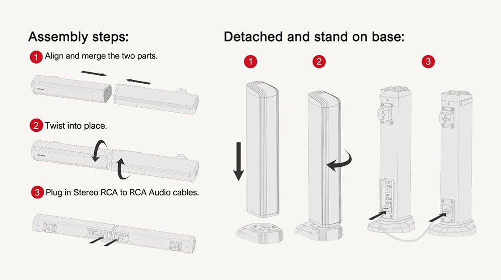 Ultimea Apollo S40 2.2CH Soundbar for TV Devices, Separable 2-in-1, Bluetooth 5.0, Built-in 2 Tweeters and 2 Woofers