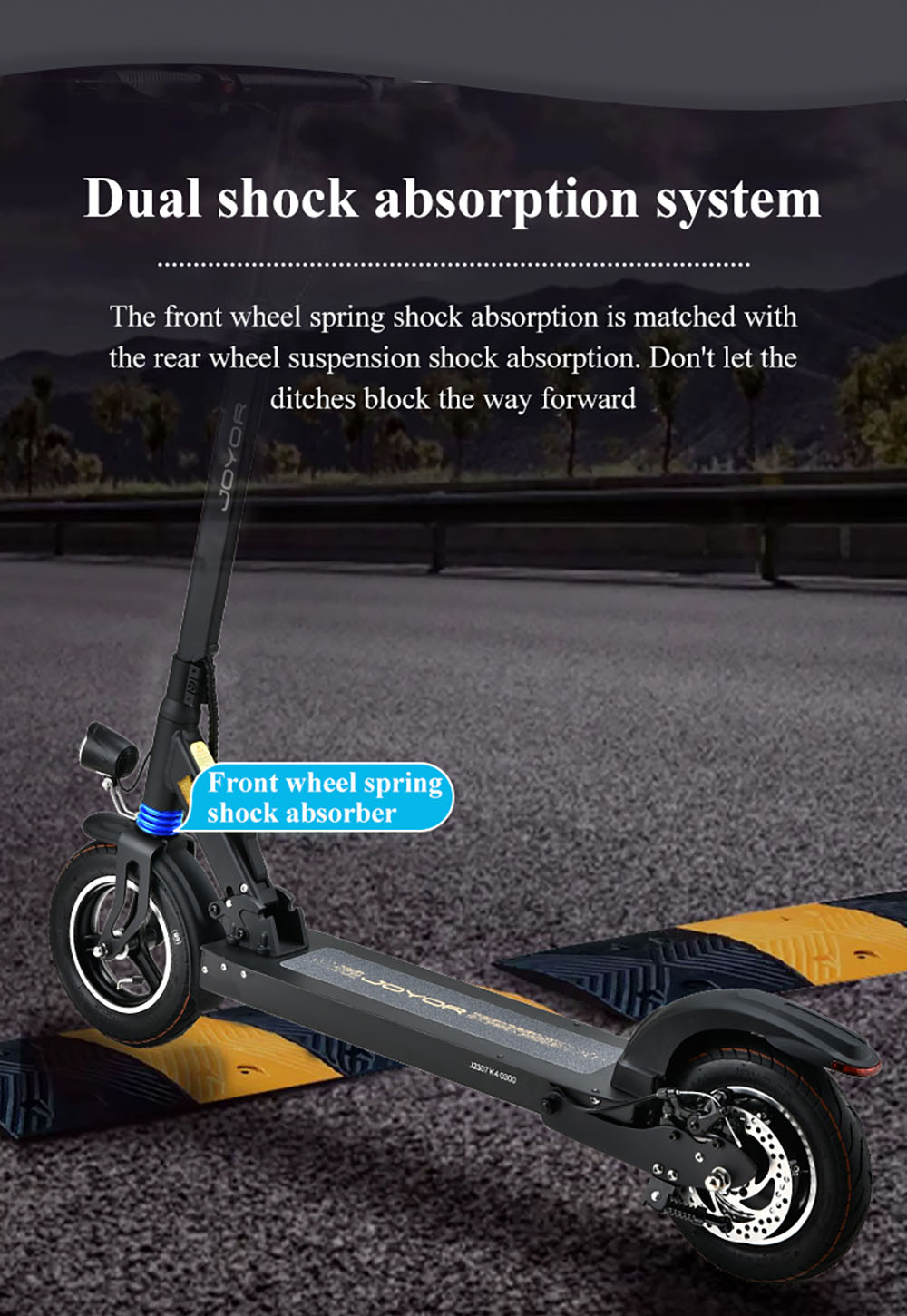 JOYOR K4 Electric Scooter, 500W Motor, 48V 10.4Ah Battery, 10 Inch Tire, 35km/h Max Speed, 30-40km Range, 120kg Max Load, Dual 