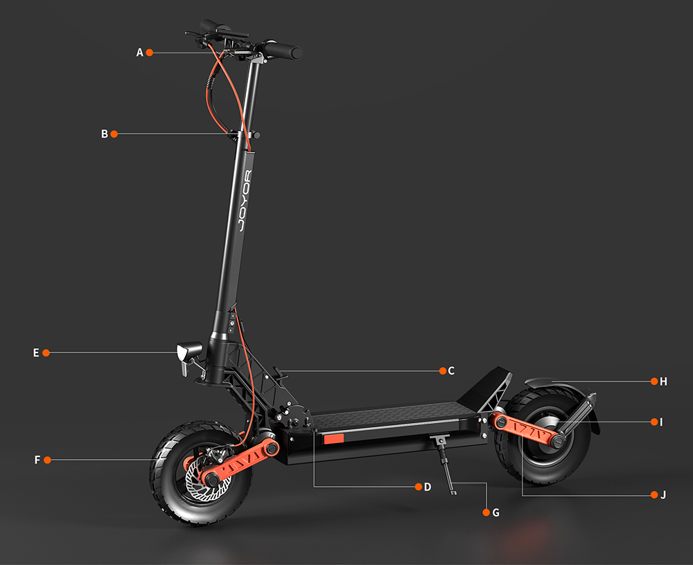 JOYOR S5 Pro Electric Scooter with ABE Certification, 10-inch Tires, 48V 26Ah Battery, 500W Motor, 25km/h Max Speed, 70-100km R