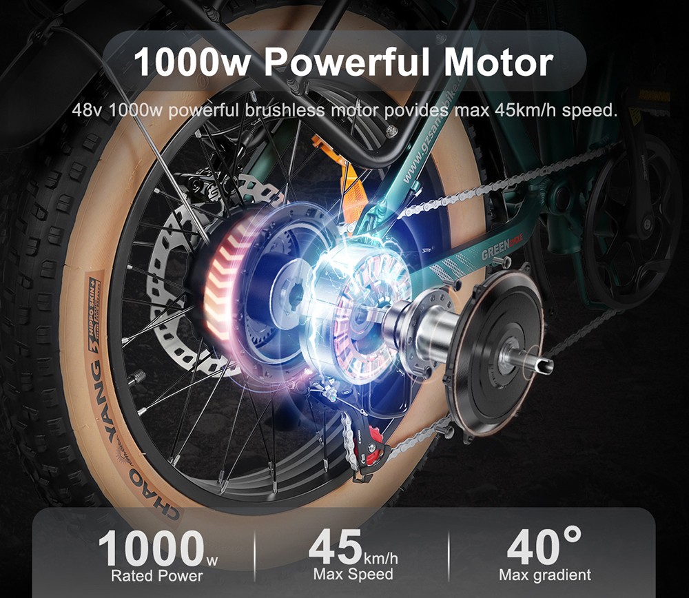 SAMEBIKE XWLX09-II Mountain Electric Bike, 1000W Motor, 48V 15Ah Battery, 20*4-inch Fat Tire, 45km/h Max Speed, 130km Max Range