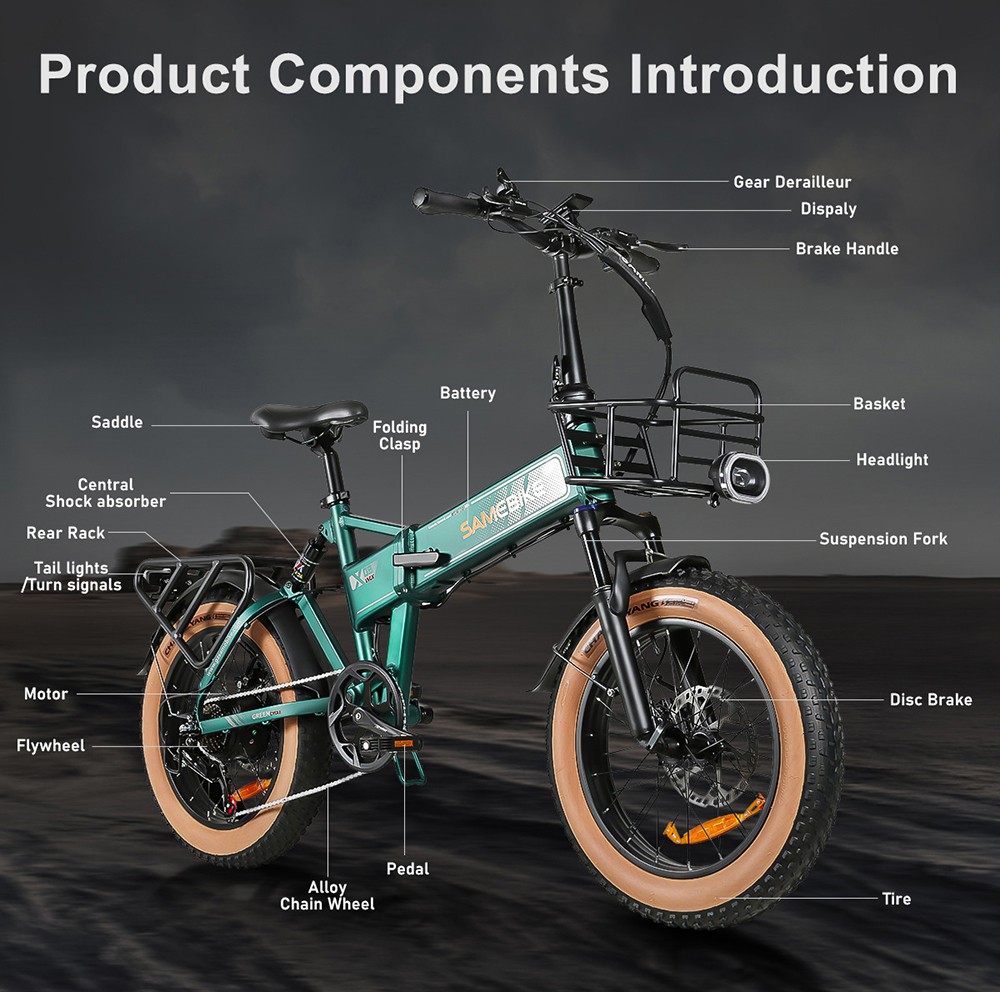 SAMEBIKE XWLX09-II Mountain Electric Bike, 1000W Motor, 48V 15Ah Battery, 20*4-inch Fat Tire, 45km/h Max Speed, 130km Max Range