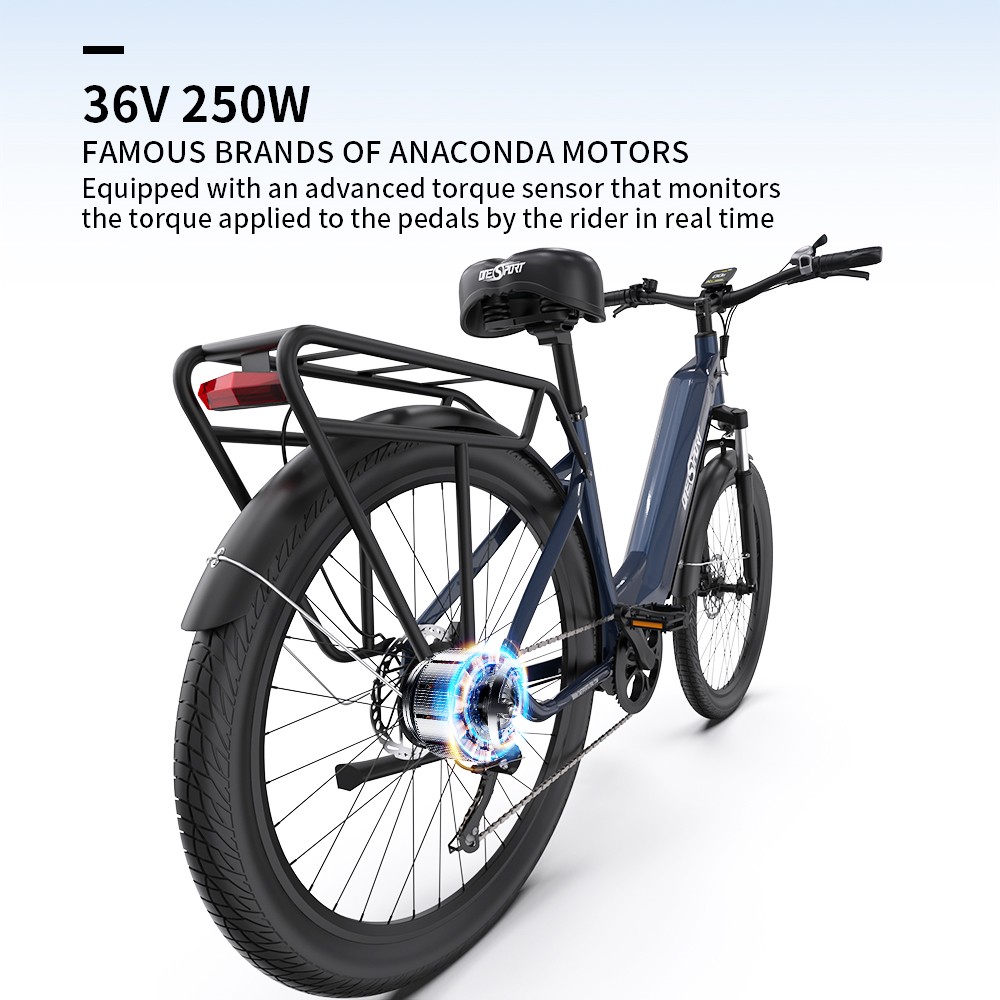 ONESPORT OT05 City Electric Bike, 250W Motor, 36V 18.2Ah Battery, 27.5*2.25-inch Tire, 25km/h Max Speed, 120km Max Range, Shima