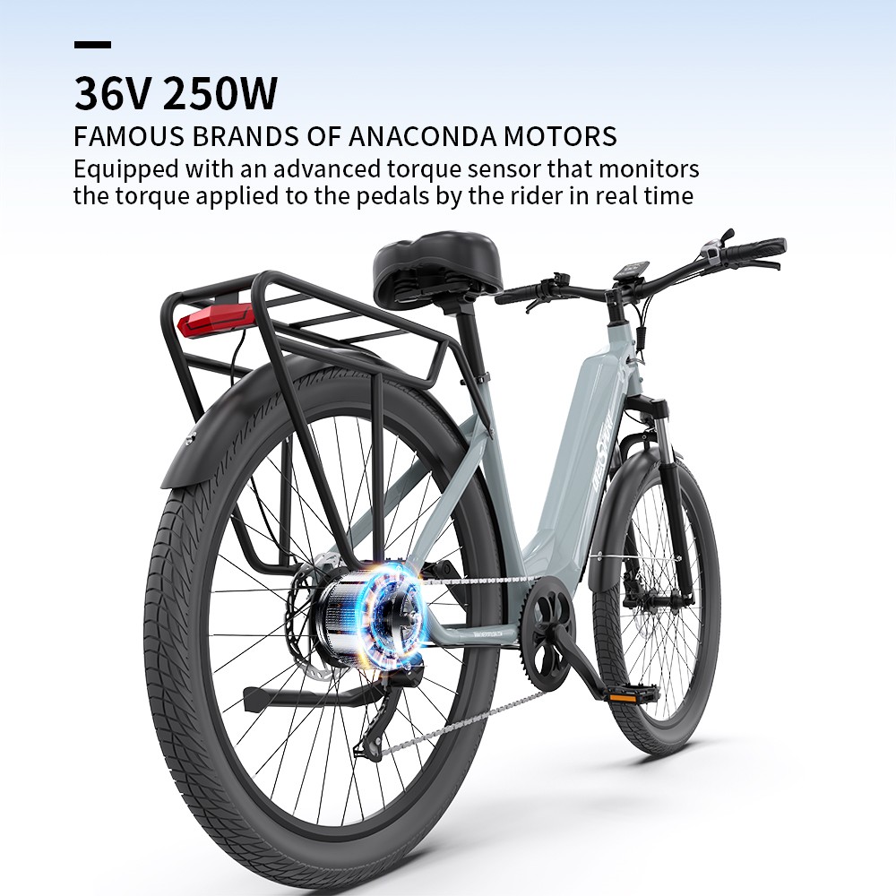 ONESPORT OT05 City Electric Bike, 250W Motor, 36V 18.2Ah Battery, 27.5*2.25-inch Tire, 25km/h Max Speed, 120km Max Range, Shima