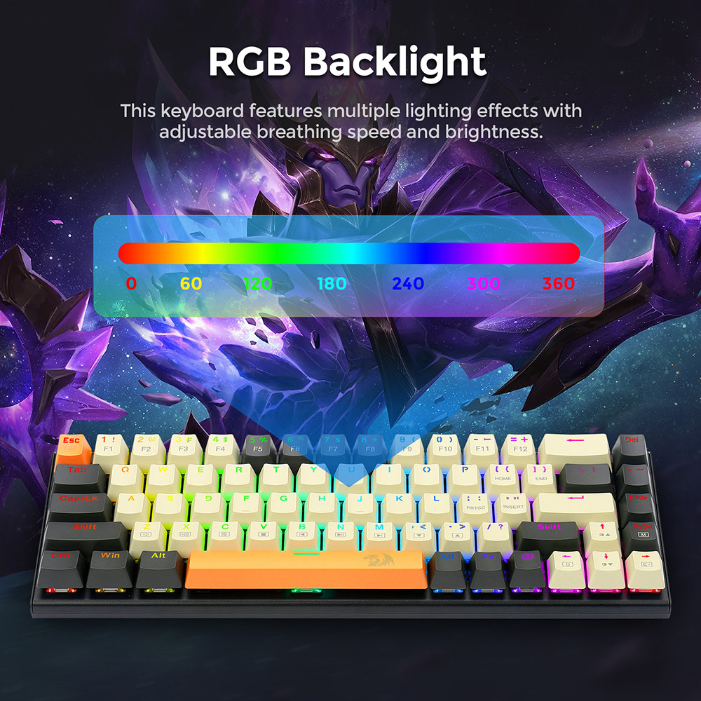 Redragon K633CGO-RGB Ryze 68 keys Compact Mechanical Gaming keyboard  RGB Backlight Red Switch - Black