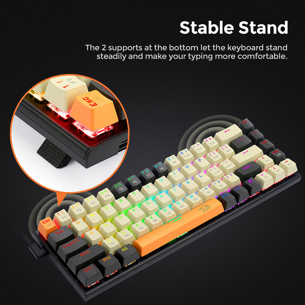 Redragon K633CGO-RGB Ryze 68 keys Compact Mechanical Gaming keyboard  RGB Backlight Red Switch - Black