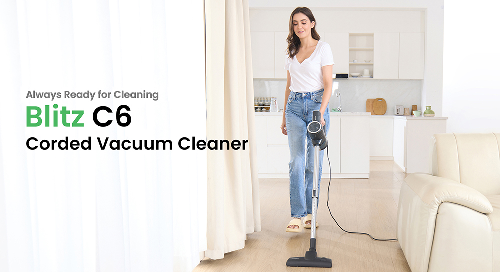 Vactidy C6 Corded Vacuum Cleaner, 18kPa Powerful Suction, 800ml Dust Box, with 7m Cable, 600W Motor, HEPA Filter, Anti-Overheat