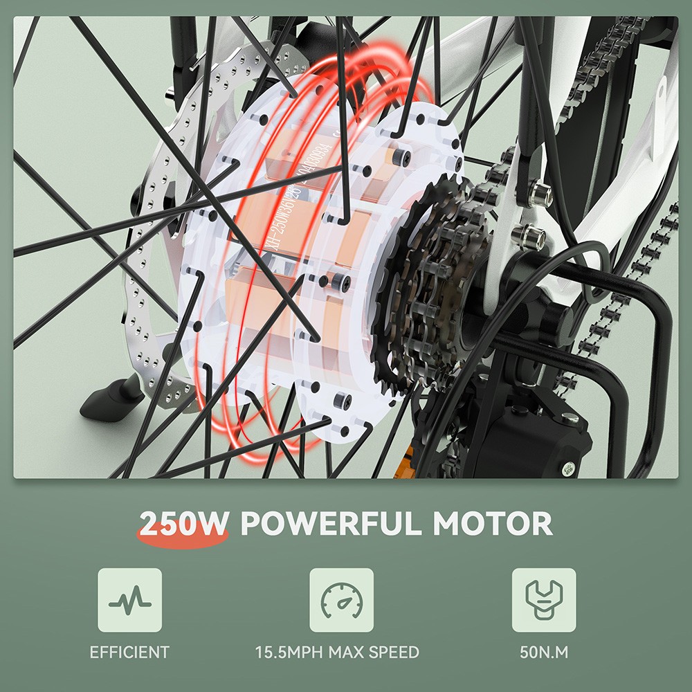 ESKUTE C100 Electric Bike  250W Motor  36V 10 4Ah Battery  26*1 75' Tires  25km/h Max Speed  50-60km Range  Mechanical Disc Bra