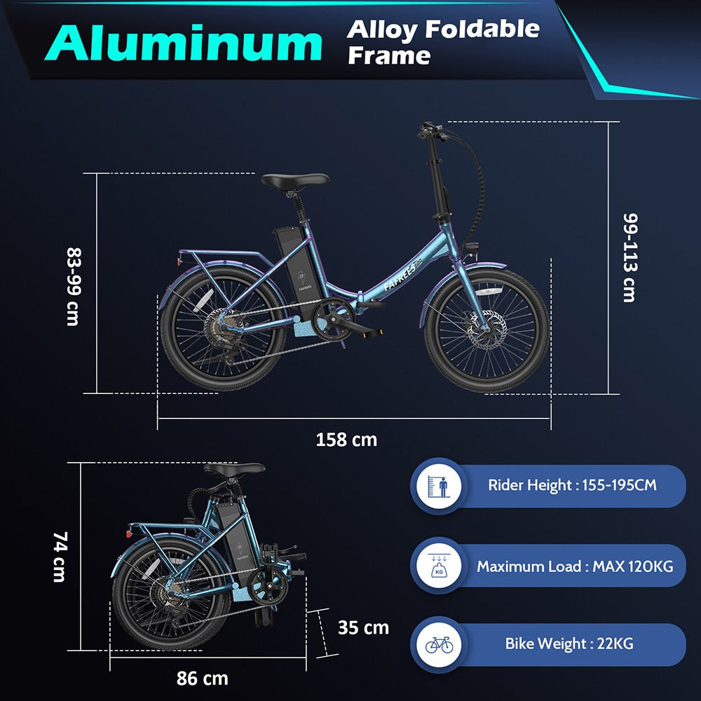 Fafrees F20 Lasting Electric Bike  250W Motor  36V 18 2Ah Battery  20*1 95'' Tires  25km/h Max Speed  120km Max Range  Mechanic