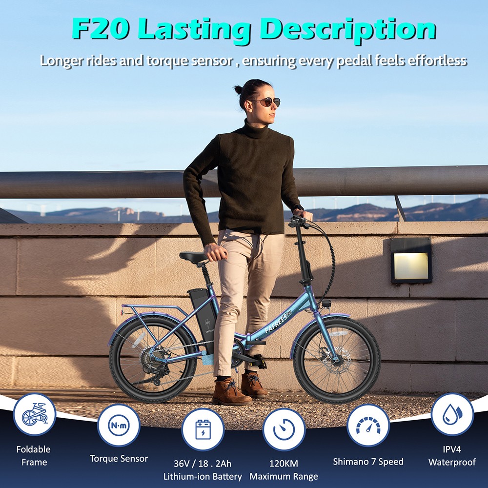 Fafrees F20 Lasting Electric Bike  250W Motor  36V 18 2Ah Battery  20*1 95'' Tires  25km/h Max Speed  120km Max Range  Mechanic