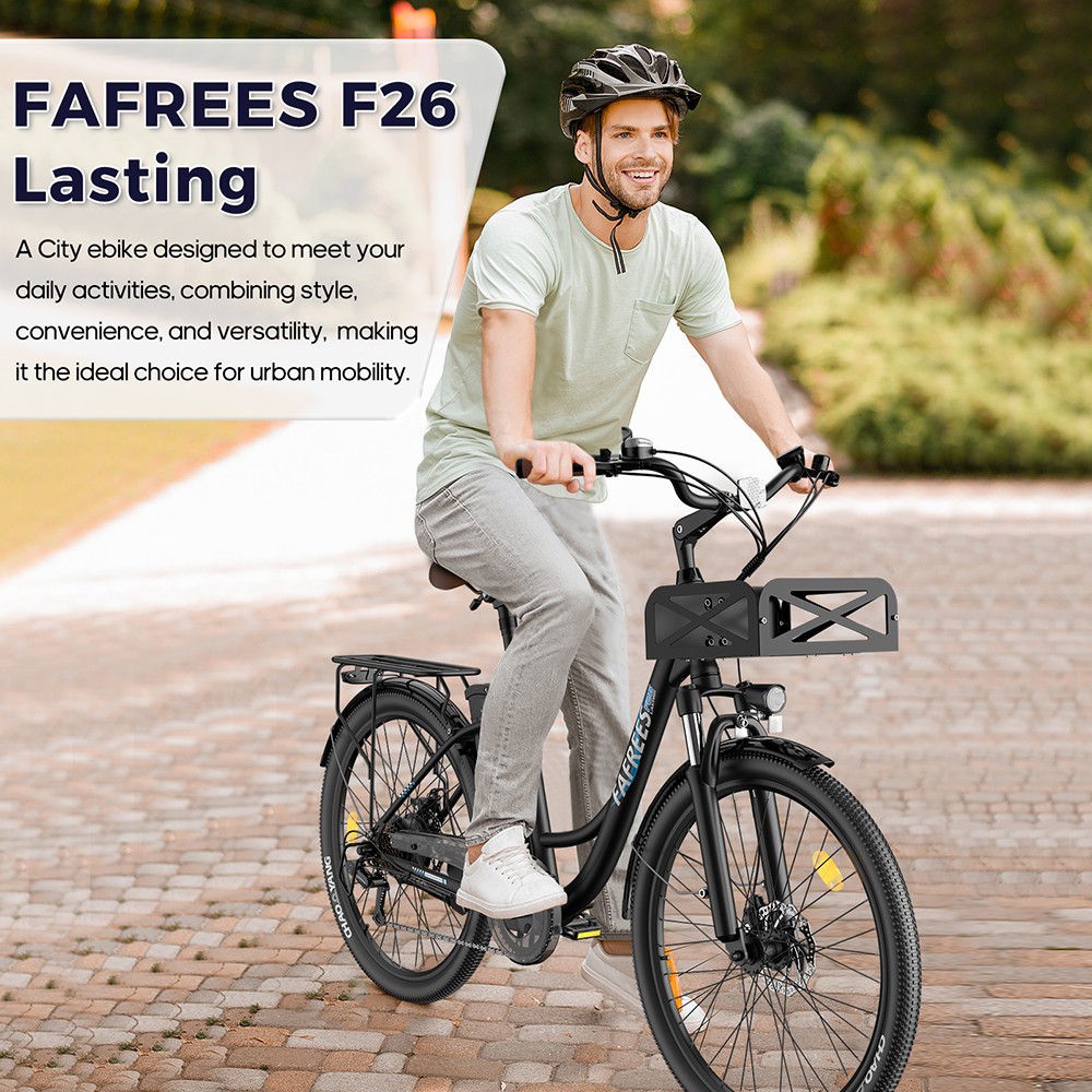 Fafrees F26 Lasting Electric Bike  250W Motor  36V 20 3Ah Battery  26*1 95'' Tires  25km/h Max Speed  140km Range  SHIMANO 7 Sp