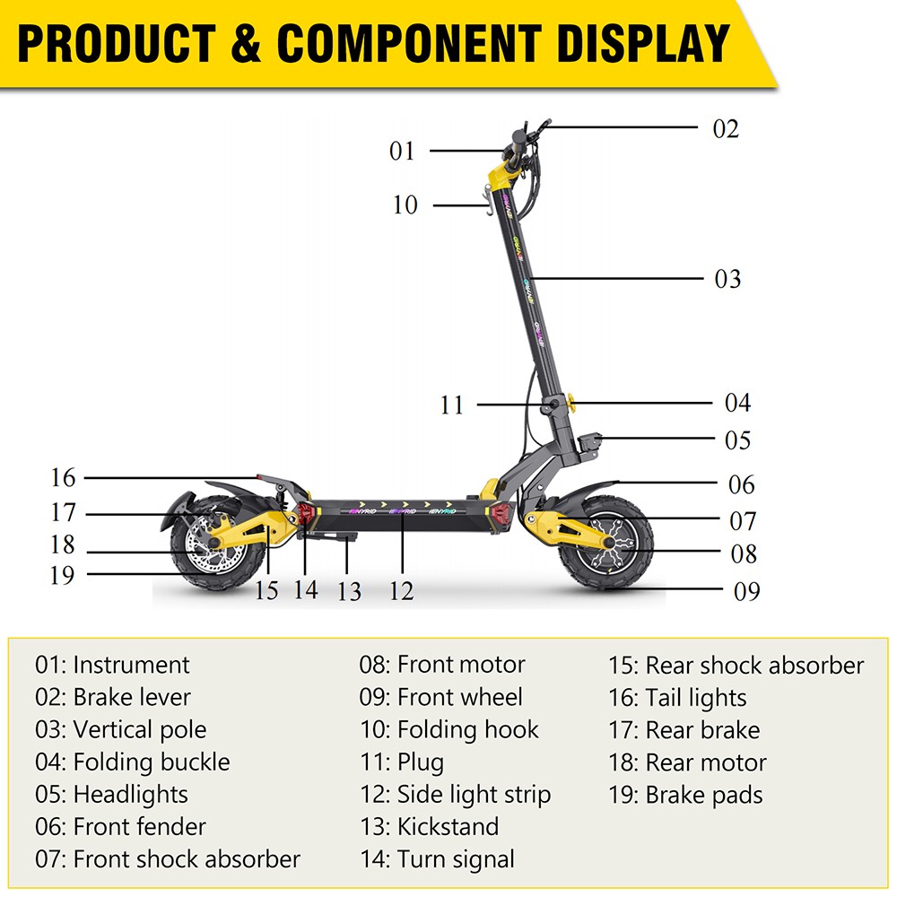 iENYRID ES60 Electric Scooter  2*1200W Motor  48V 23Ah Battery  11-inch Tire  60km/h Max Speed  70km Range  Hydraulic Brake