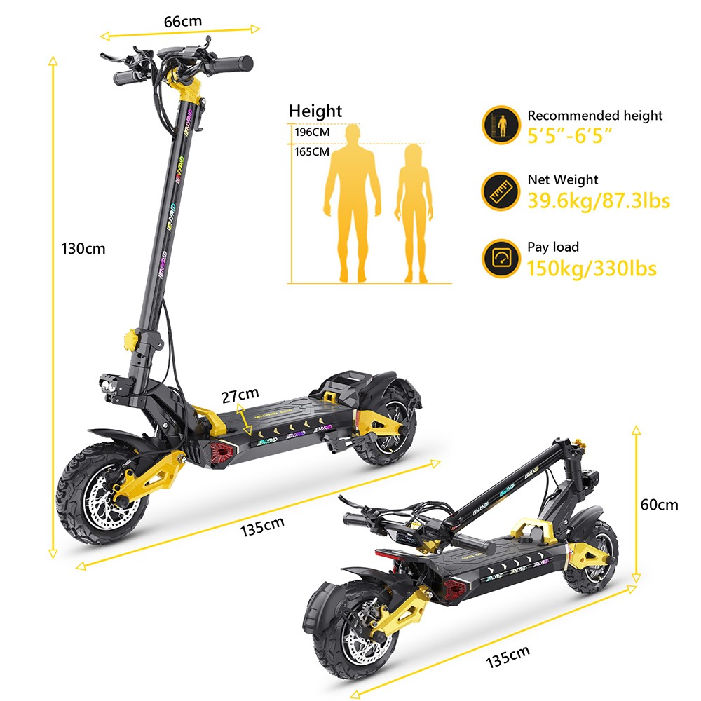 iENYRID ES60 Electric Scooter  2*1200W Motor  48V 23Ah Battery  11-inch Tire  60km/h Max Speed  70km Range  Hydraulic Brake