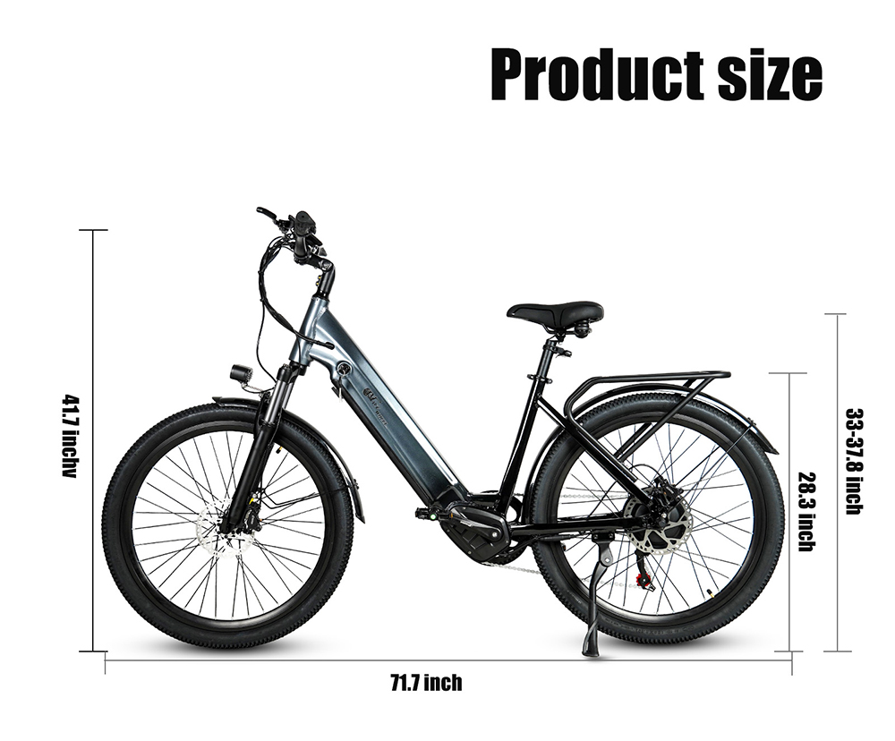 CMACEWHEEL L26 Electric Bike  500W Motor  48V 17Ah Battery  26*2 1″ CST Tires  45km/h Max Speed  100km Max Range  Hydraulic O