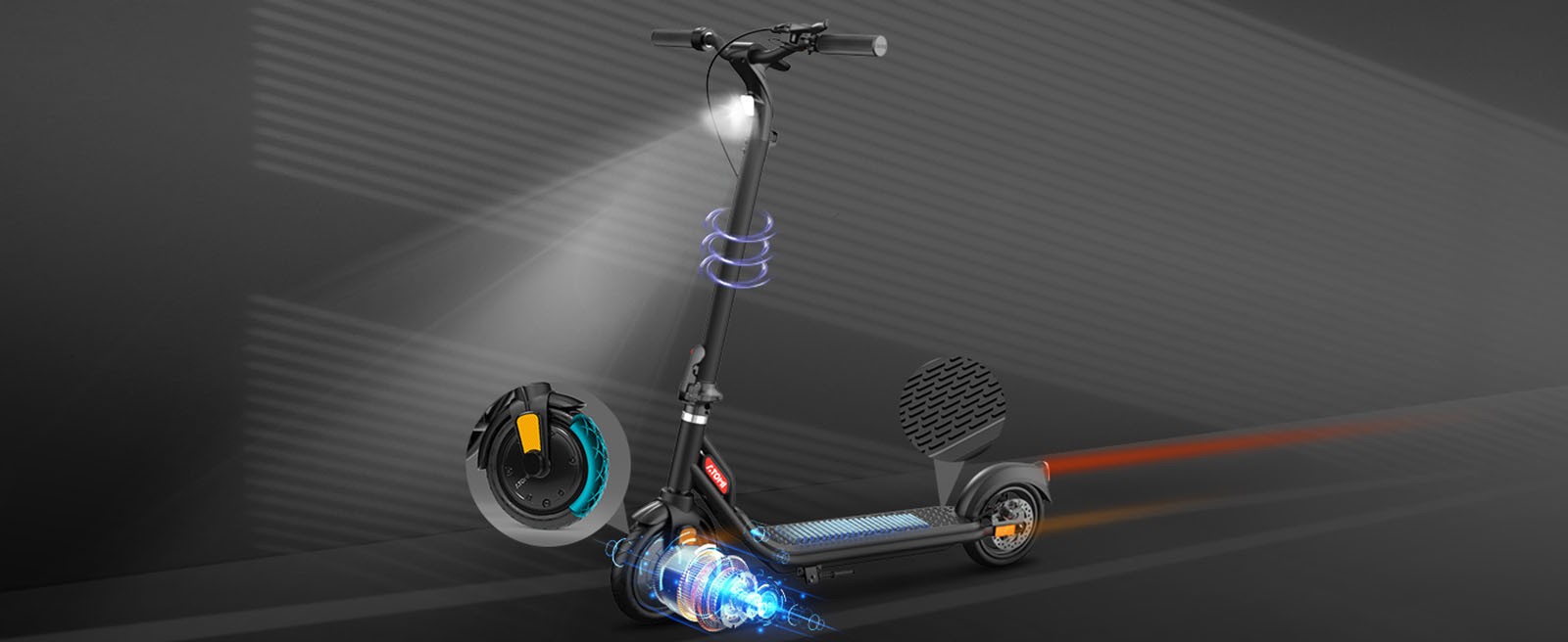 Atomi E20 Electric Scooter 8 5 inch Air Tire 250W Motor  Max Output 500W  36V 7 5Ah Battery 30km Range Dual Brake 120kg