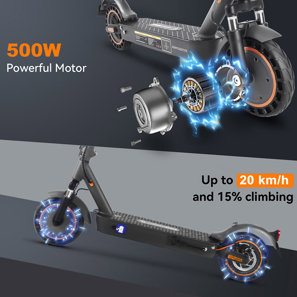 HONEY WHALE E9 MAX Electric Scooter  500W Motor  36V 10Ah Battery  10-inch Tire  20km/h Max Speed  35-40km Range  Mechanical Br