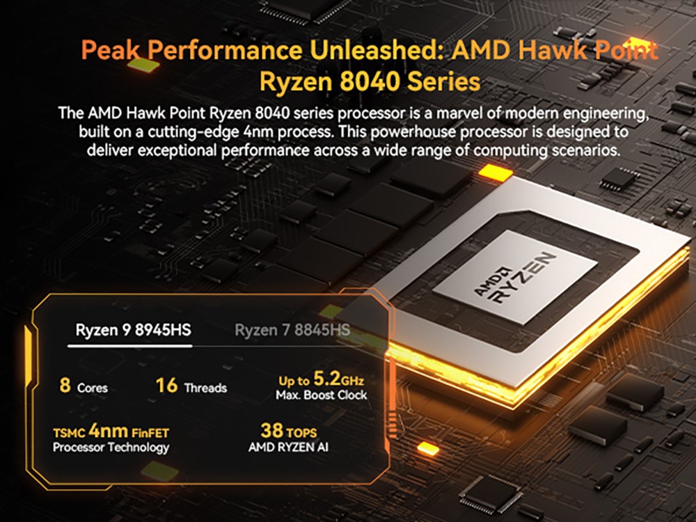 GEEKOM A8 AI Mini PC  AMD Ryzen 7 8845HS 8 Cores Max 5 1GHz  32GB RAM 1TB SSD  USB3 2 Type-C  8K@30Hz    USB4 0 Type-C  8K@30Hz