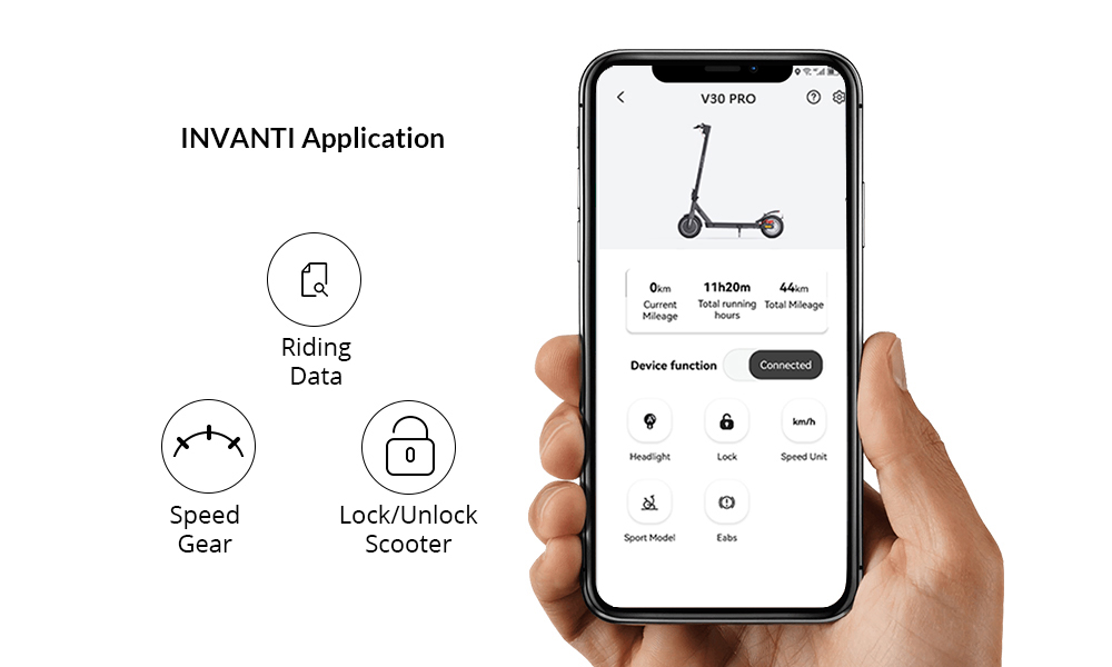 INVANTI V30PRO Electric Scooter  10-inch Tire  350W Motor  36V 7 5AH Battery  10-inch Tire  25km/h Max Speed  32km Range  Rear 