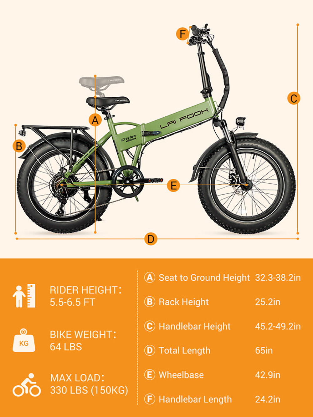 LAIFOOK Cityfun Electric Bike  250W Brushless Motor  48V 10 4AH Battery  20 x 4 0 Inch Fat Tires  25km/h Max Speed  70km Range 