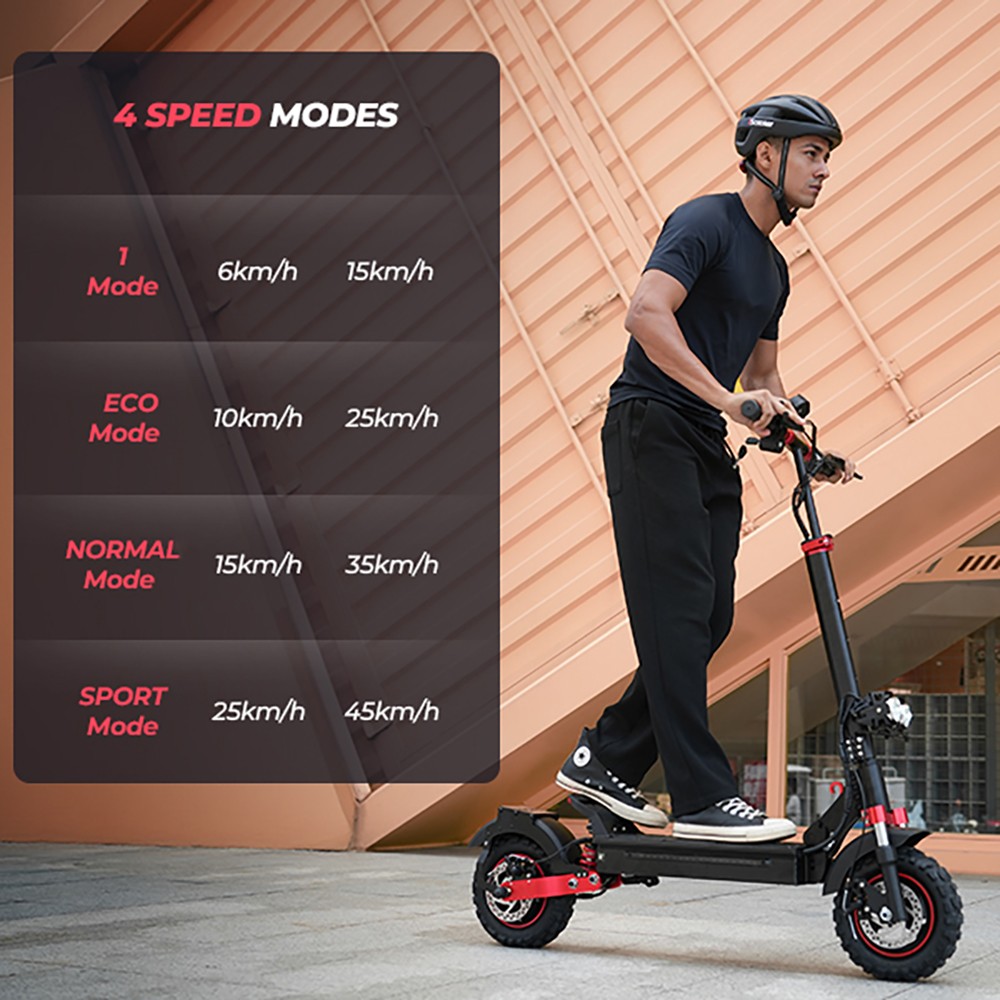 iScooter iX5S Electric Scooter  1000W Motor  48V 15Ah Battery  10-inch Tire  25km/h Max Speed  65km Range  Dual Disc Brakes  Fr