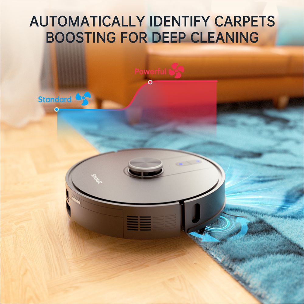 SmartAI S8 Pro Robot Vacuum Cleaner with Base Station  5000Pa Suction Power  380ml Water Tank  3L Dustbin  45  Days Dust Storag