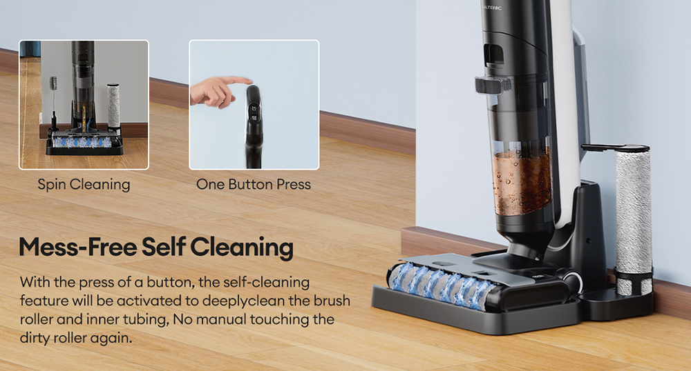 Ultenic AC1 Elite Cordless Vacuum And Mop with Self-Cleaning  Up to 50min Runtime  Smart Dirt Detection  3 Cleaning Mode  LCD D