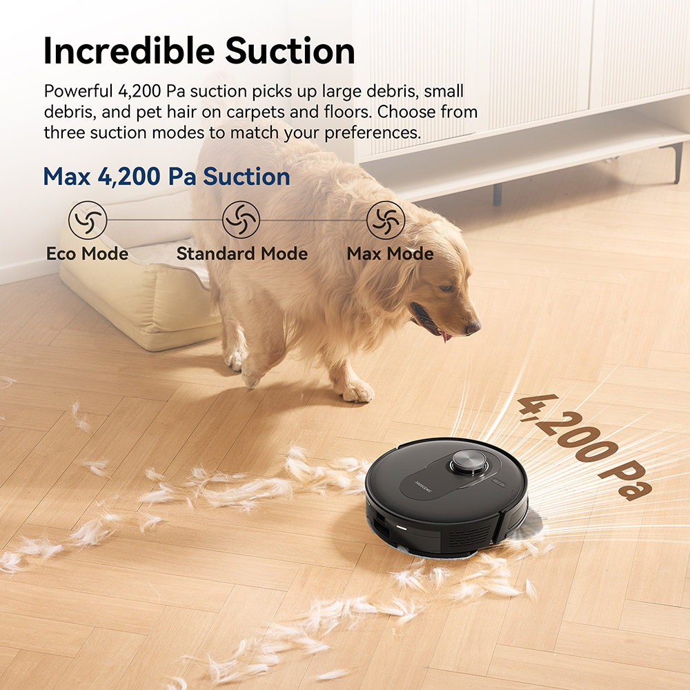 Proscenic Q8 Max Robot Vacuum and Mop Combo with Self-emptying Station  Max 4200Pa Suction  200min Runtime  3 Cleaning Modes  S