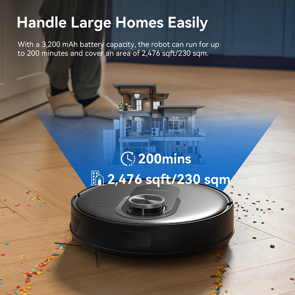 Proscenic Q8 Max Robot Vacuum and Mop Combo with Self-emptying Station  Max 4200Pa Suction  200min Runtime  3 Cleaning Modes  S