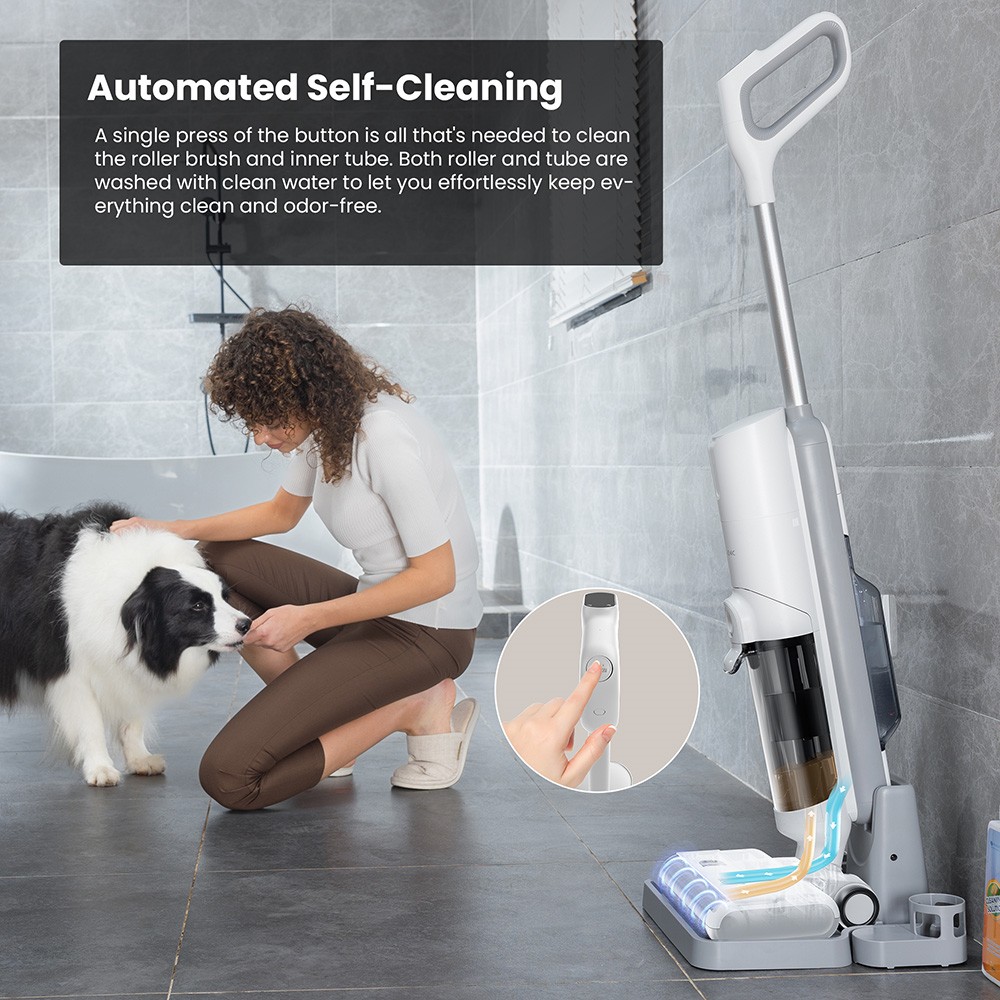 Proscenic F10 Pro Cordless Vacuum and Mop  30min Runtime  Self-Cleaning  LED Screen  All-Around Edge Cleaning  3 Cleaning Modes