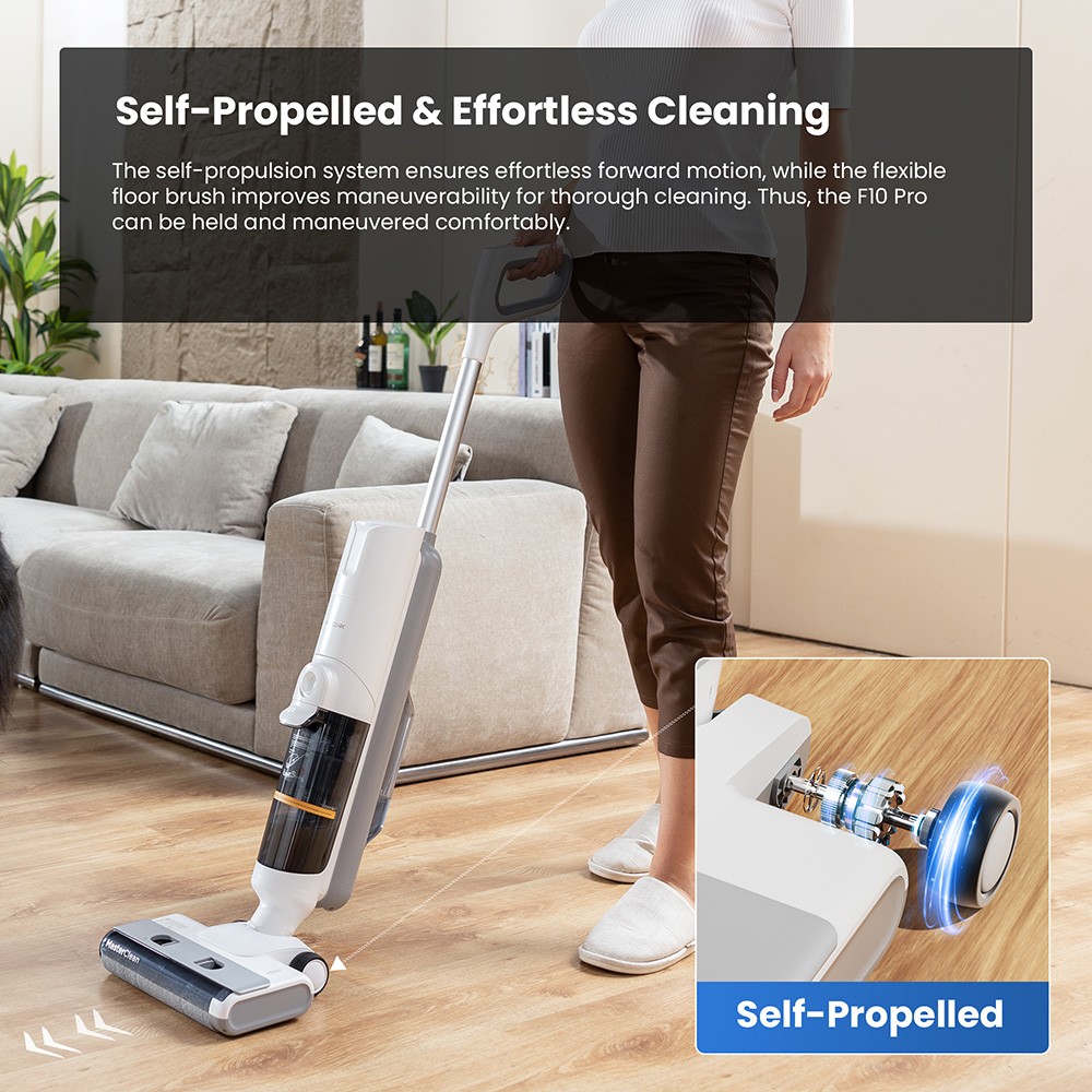 Proscenic F10 Pro Cordless Vacuum and Mop  30min Runtime  Self-Cleaning  LED Screen  All-Around Edge Cleaning  3 Cleaning Modes