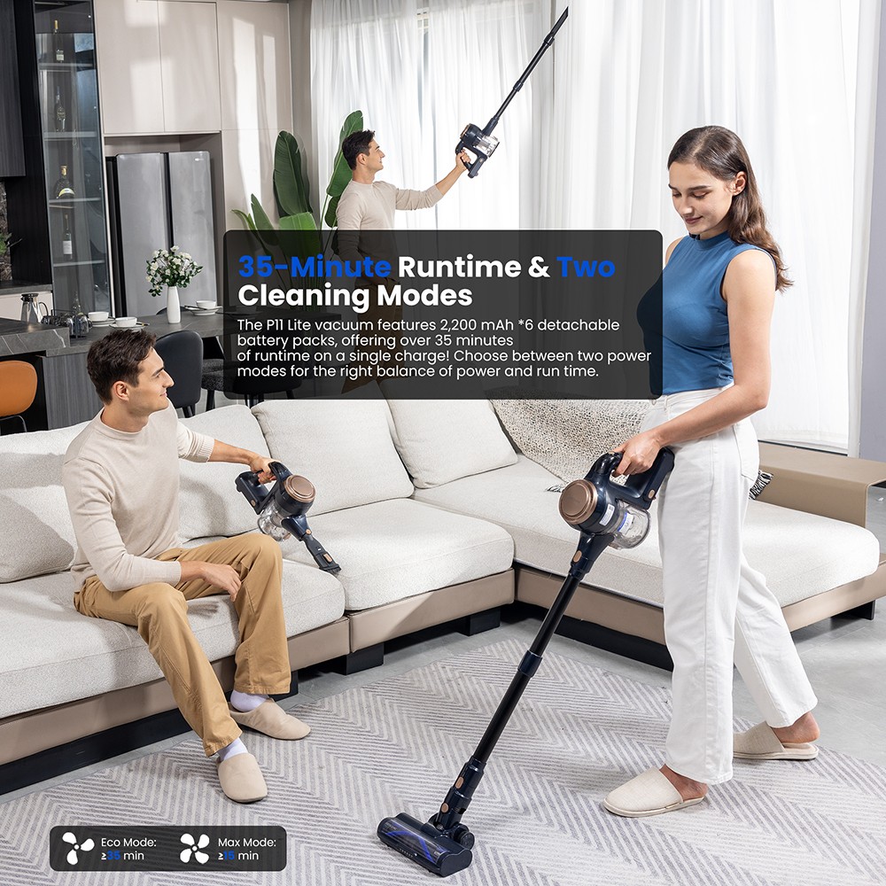 Proscenic P11 Lite Cordless Vacuum Cleaner  Max 28 kPa Suction  Up to 35min Runtime  LED Screen  Auto De-Tangles Hair  180° Sw