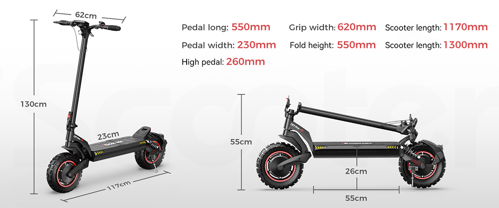 iScooter iX7 Pro Electric Scooter  2*1000W Motor  48V 17 5Ah Battery  10 inch Off Road Tires  60km/h Max Speed  80km Range  Fro