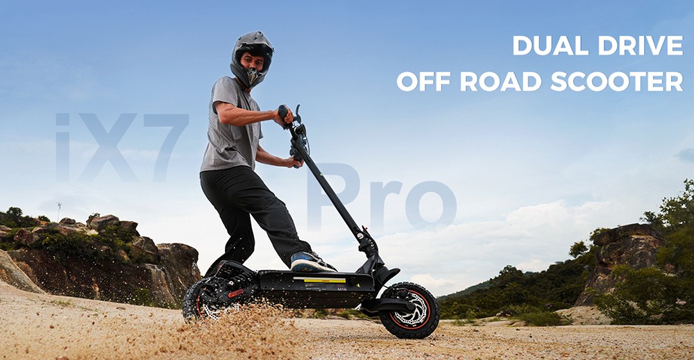 iScooter iX7 Pro Electric Scooter  2*1000W Motor  48V 17 5Ah Battery  10 inch Off Road Tires  60km/h Max Speed  80km Range  Fro