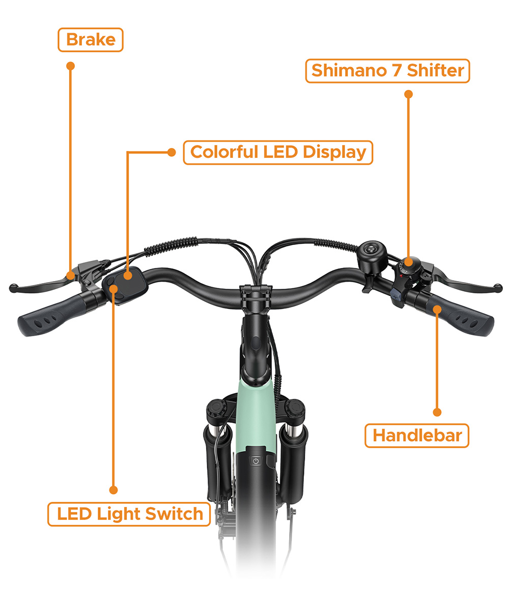 HillMiles MileCity1 Electric Bike  250W Motor  36V 13AH Battery  26-inch Tire  32km/h Max Speed  100km Max Range  Shimano 7-spe