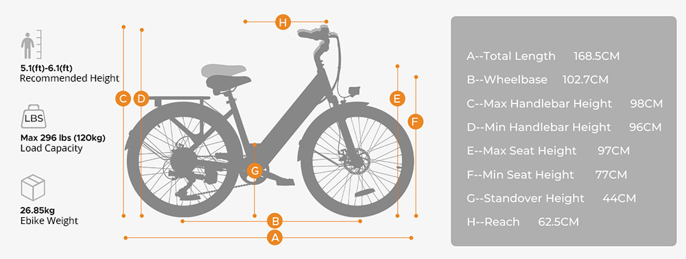 HillMiles MileCity1 Electric Bike  250W Motor  36V 13AH Battery  26-inch Tire  32km/h Max Speed  100km Max Range  Shimano 7-spe