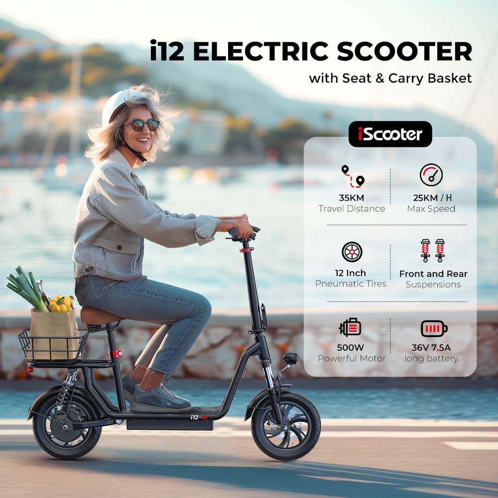 iScooter i12 Electric Scooter with Seat 