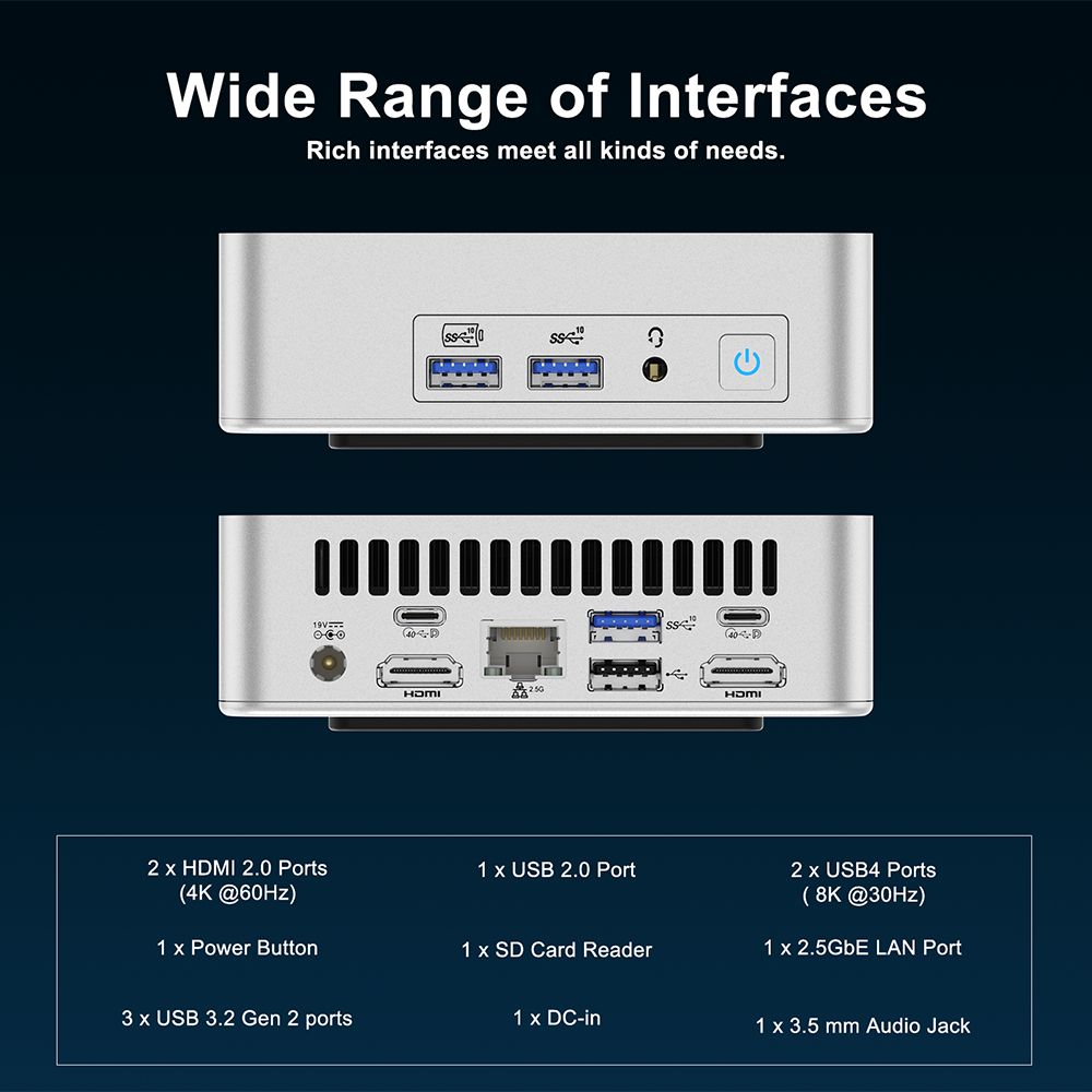 GEEKOM XT12 Pro Mini PC  Intel Core i7-12650H 10 Cores Max 4 7GHz  32GB RAM 1TB SSD  WiFi 6E Bluetooth 5 2  2*USB 4 Type-C  8K 