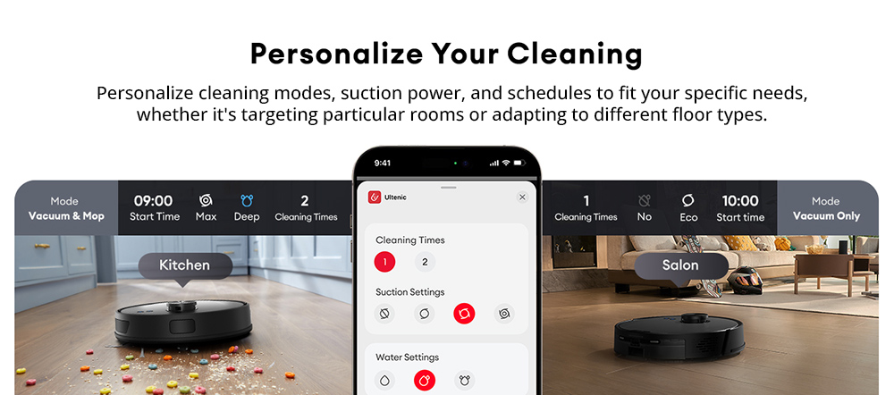 Ultenic T10 Lite Robot Vacuum Cleaner with LiDAR Navigation  4500Pa Suction  Self-empty  Matrix Clean  Up to 180min Runtime  2L