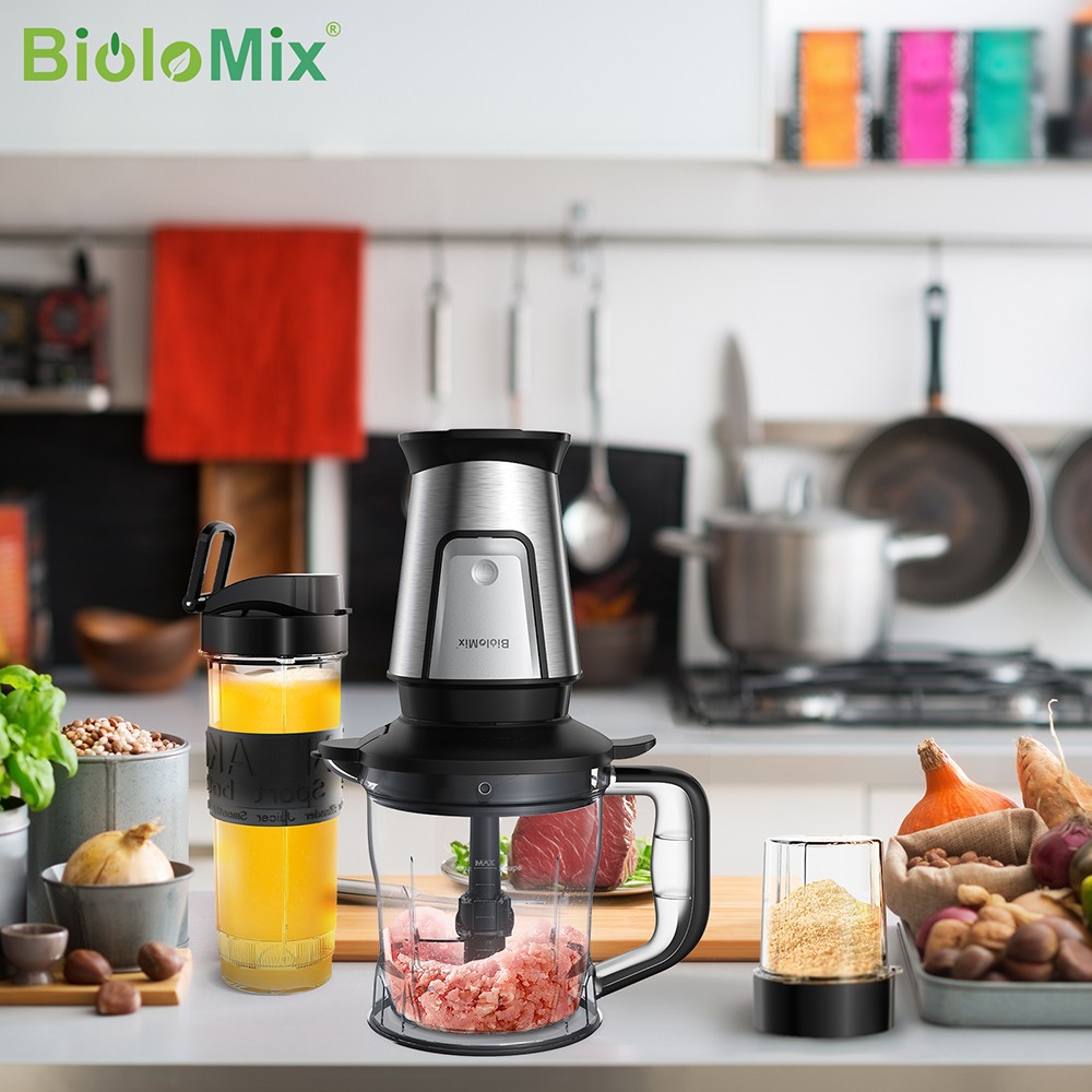 BioloMix TB23M 3-in-1 Multifunctional Food Processor  700W Portable Juicer  Personal Blender  Meat Grinder  Coffee Spice Grinde