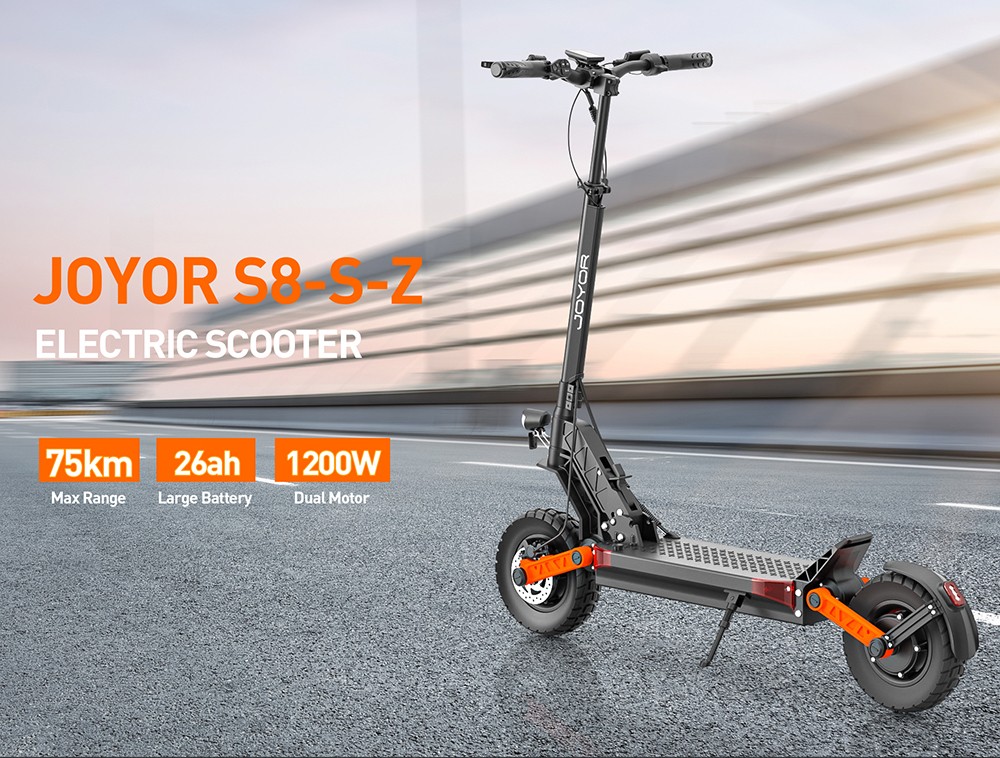 Joyor S8-S-Z Electric Scooter with Turn Signal  600W*2 Motor  48V 26Ah Battery  10-inch Tire  55km/h Max Speed  75km Range  Dua