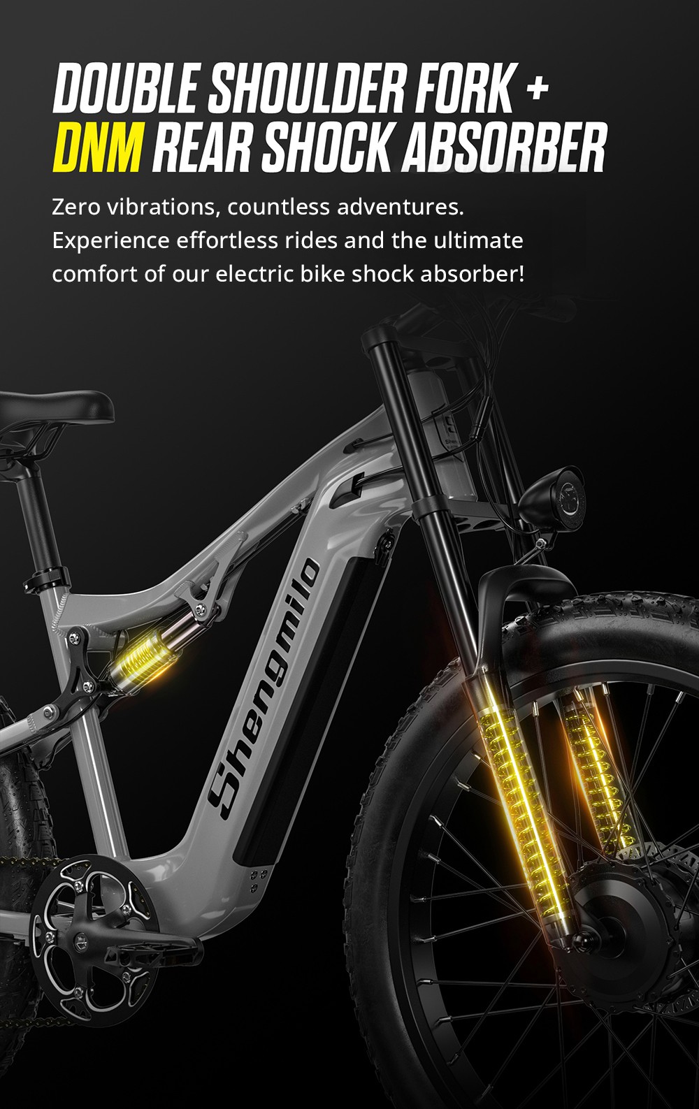 Shengmilo S600 Electric Bike  1000W*2 Motor  48V 17 5AH Battery  26 Inch Tires  42km/h Max Speed  90km Max Range  Mechanical Di