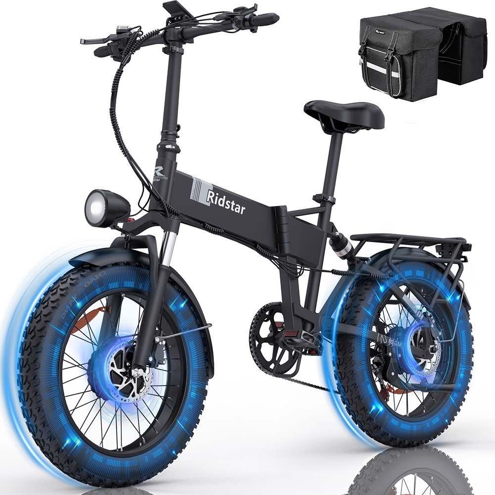 Ridstar H20 Pro Electric Bike  1000W*2 Motor  48V 23AH Battery  20*4 Inch Fat Tires  49km/h Max Speed  112km Range  Hydraulic D